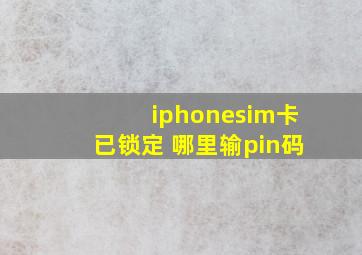 iphonesim卡已锁定 哪里输pin码